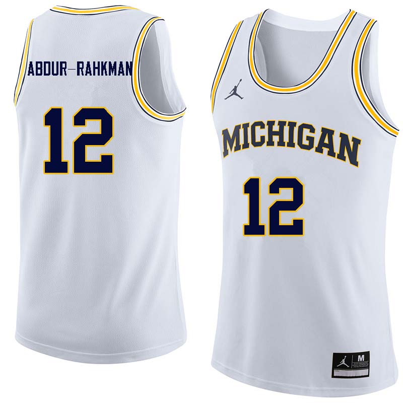 Men #12 Muhammad-Ali Abdur-Rahkman Michigan Wolverines College Basketball Jerseys Sale-White
